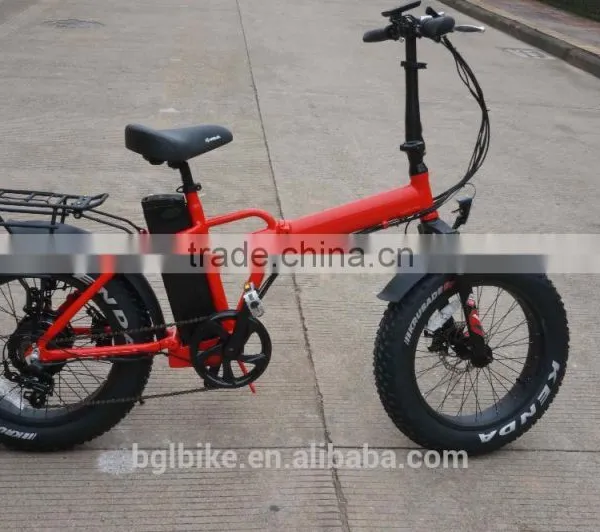 2017 High Quality Electric Folding Fat Tire Bicycle Beach Cruiser Ebike With Suspension Seatpost