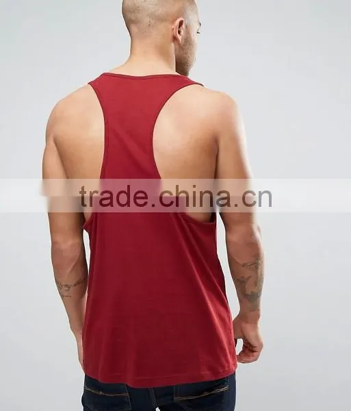 2017 Best Price New Design Summer Custom Red Gym Wear Comfortable Cotton Spandex Fashion Men's Sport Plain Tank Tops photo-2