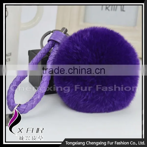 CX-R-24 Rabbit Fur Pom Pom Promotional Gift Fur Ball Keychain Mobile Phone Strap photo-2