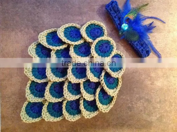 Peacock Diaper Cover Baby Bloomer With Headband Set Little Baby Winter Woolen Yarn Diaper Cover Set photo-2