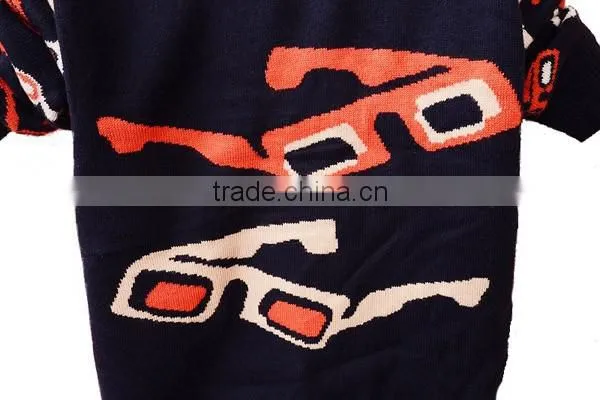 Fashion Glasses Child Jacquard Sweater Knitting Patterns Children Pullover photo-3