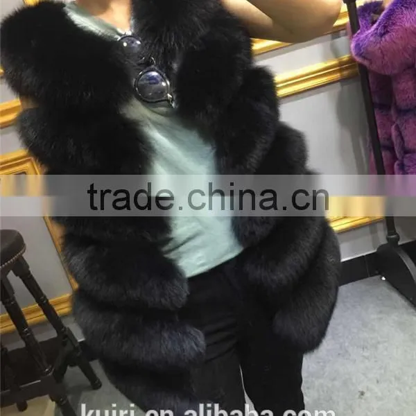 100% Real Genuine Fox Fur Long Vest Gilet Waistcoat Jacket Ladies Luxury Warm photo-4