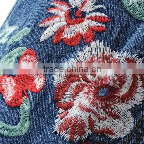 High Waist Women Jeans Embroidered Floral Narrow Bottom Various Types of Trousers photo-6