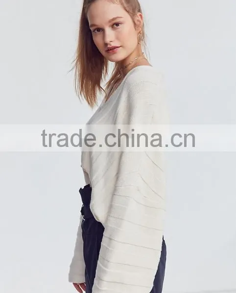 Ladies Long Sleeve Fashion Asymmetrical Modern Knitting Crop Top Sweater With Best Quality photo-3