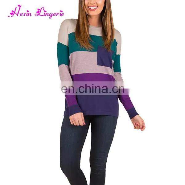 Freeshipping Purple Block Color O Neck Loose Latest Design Girls Winter Sweater photo-2