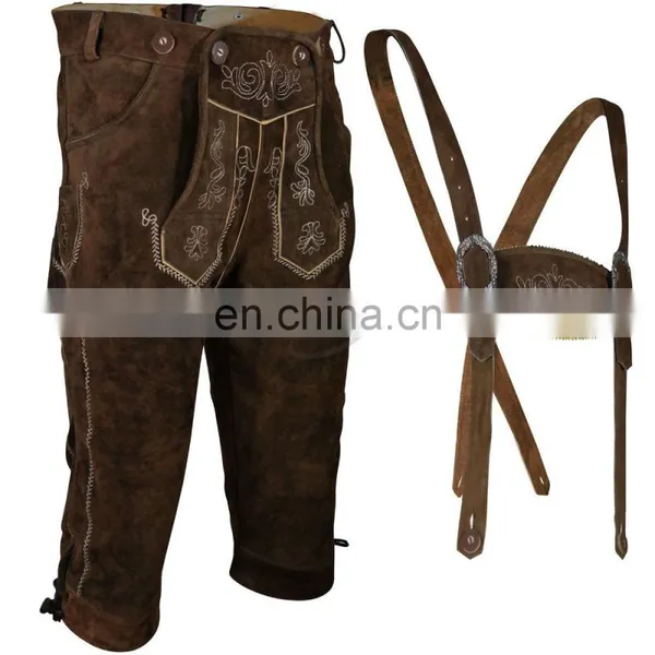 Kniebund Hosen, Men Ledersosen Trachten Lederhosen Leather Pants With Suspenders (Bavarian Clothing) photo-2