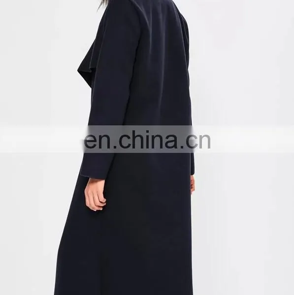Custom Made Clear Coat Coat Stand on Ladies Black Long Wool Coats Winter photo-4