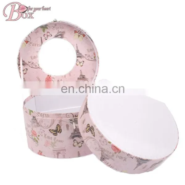Round Jewelry Spring of Decorative Pattern Pink Box With Locks photo-5