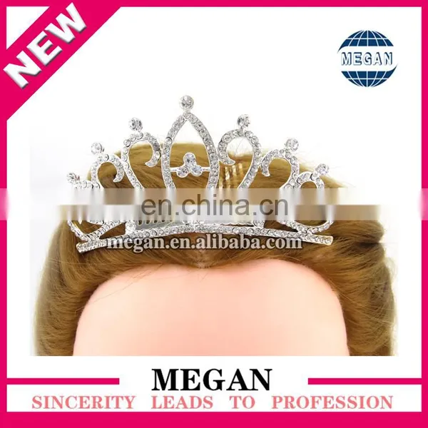 Wholesale Silver Plated Wedding Bridal Tiara Rhinestone Crystal Crown With Hair Comb photo-4