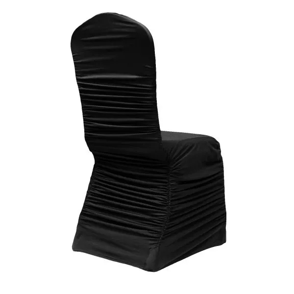 Ivory Premium Ruched Elastic Stretch Spandex Banquet Chair Cover for Wedding Party Dining Event Rest photo-2
