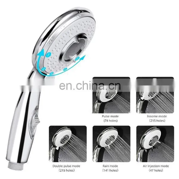 Handheld Shower Head High Pressure ON/Off Switch in Chrome Plated Water Saving 5 Spray Shower Head photo-4