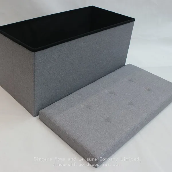 Foldable Storage Linen Ottoman-Grey photo-3