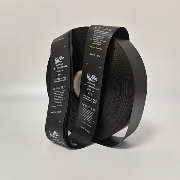 Garment Tag Custom Private Name Silk Screen Printed Instruction Grey Satin Ribbon Tape Wash Care Label photo-2