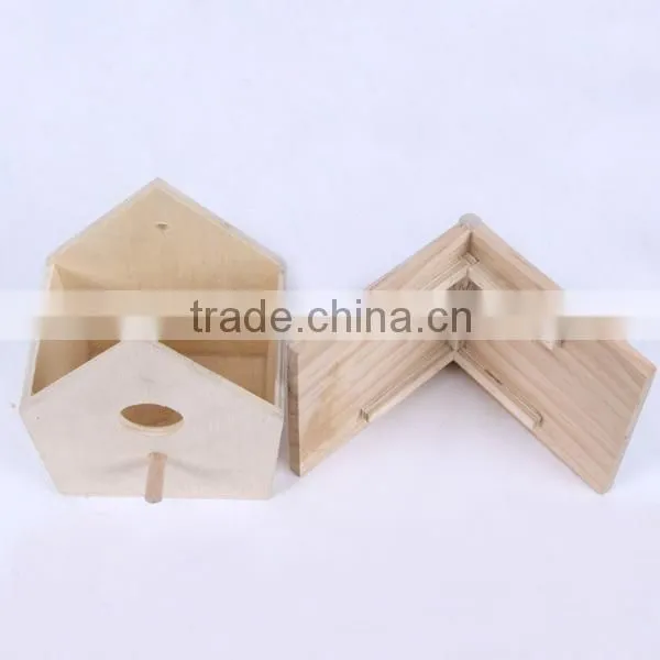 Small New Unfinished Decorative Wooden Craft Bird House for Wholesale photo-6