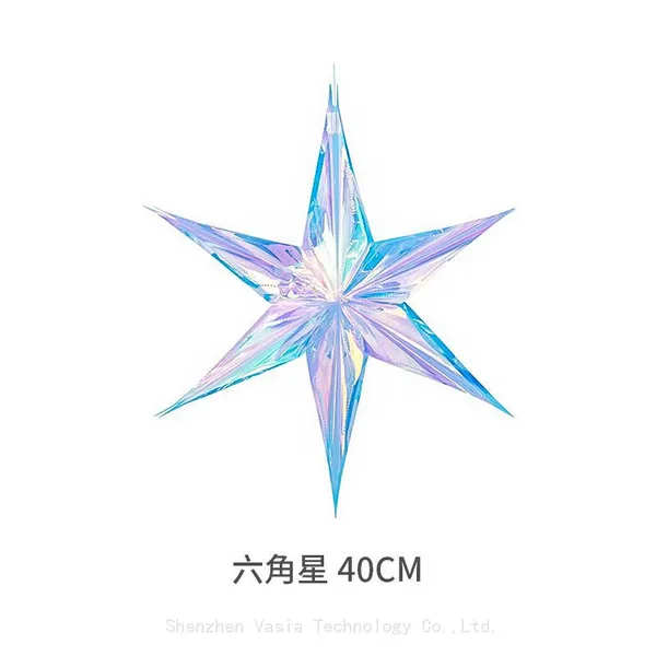 Iridescent Holographic Star Hanging Decorations for Party Ceiling & Window Ornament Supplies photo-5