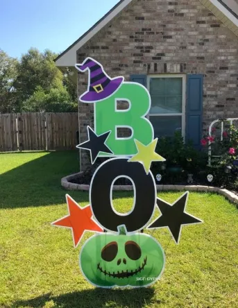 Custom Printed PP Corrugated Plastic Yard Signs – Halloween “BOO” Outdoor Decoration Boards