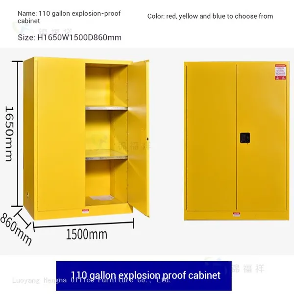 Hengna Office 90 Gallon Fireproof Flammable Cabinet – Heavy-Duty Hinges & Triple-Lock Protection photo-2