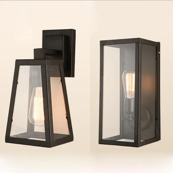 Glass Iron Indoor Outdoor Wall Lights Black Wall Lamps