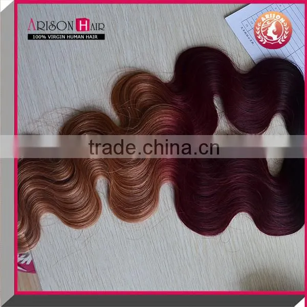 New Brazilian Hair Bundles Two Tone Ombre Colored Hair Weave Bundles Purple Ombre Weave photo-2