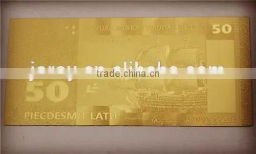 2015 24k Vary Types Gold Foil Banknote of Latvijas Banknotes
