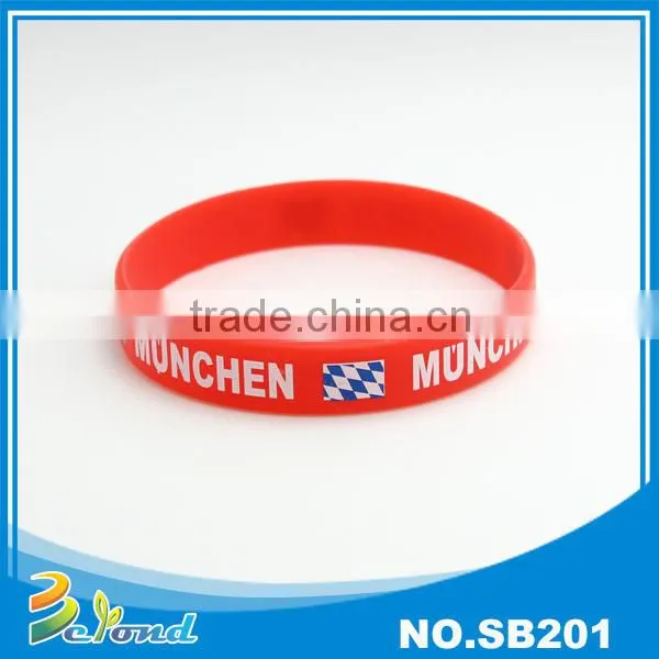 Popular Design Gift Red Lightweight Printed Logo Silicone Wristband