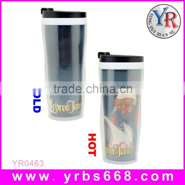 Double Wall Plastic Color Changing Plastic Cup With Lid photo-6