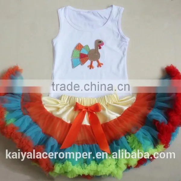 Thanks Giving Hot Item!Long Sleeve Top and Multicolor Petti Skirt Girls Fall Boutique Outfit photo-2