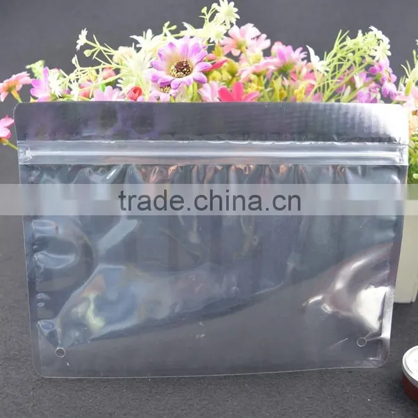 Lamination Zipper One Side Clear Plastic Custom Design Aluminum Foil Packing Bag With Air Hole