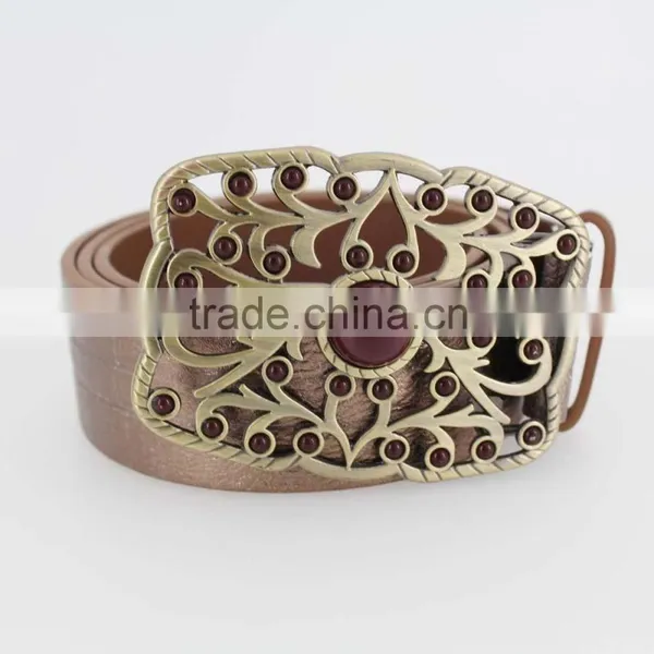 2015 Vintage Style Women's Fashion PU Brand Belt With Pierced Buckle in Chinese Factory photo-2
