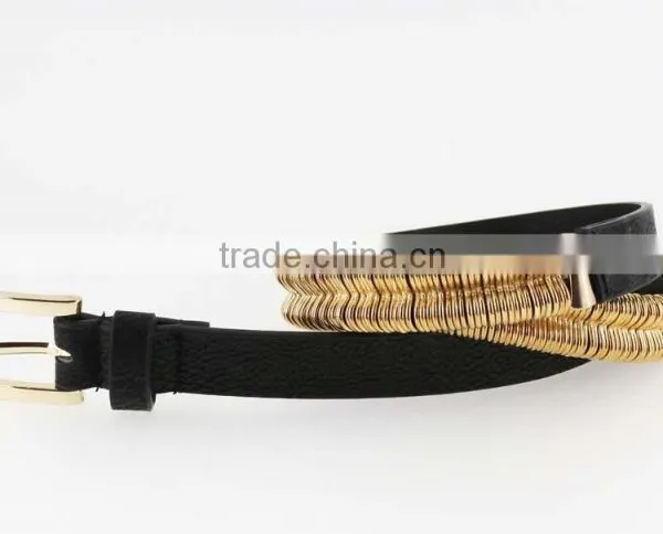 2015 Fashion Dress PU Belt With Shiny Gold Metal Accessories in Yiwu photo-4