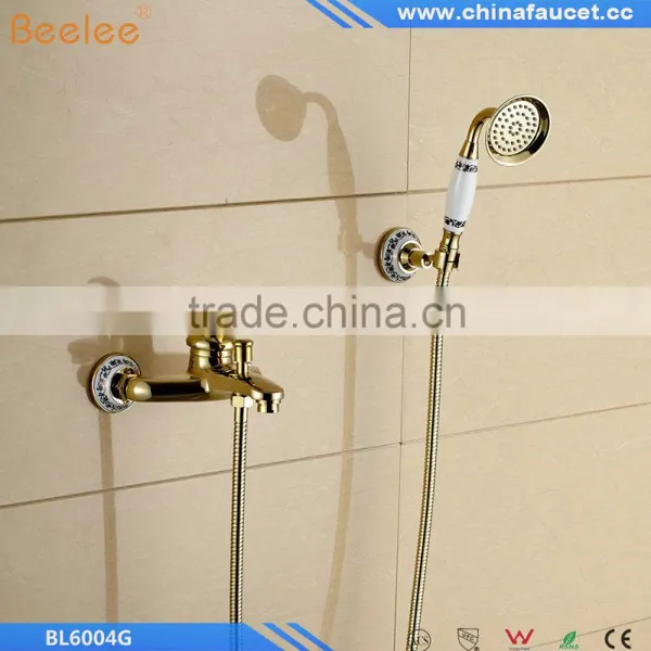 Wall Mount Dual Ceramic Handles Bathtub Faucet Telephone Style Tub Shower Mixer Taps Quality Choice photo-4