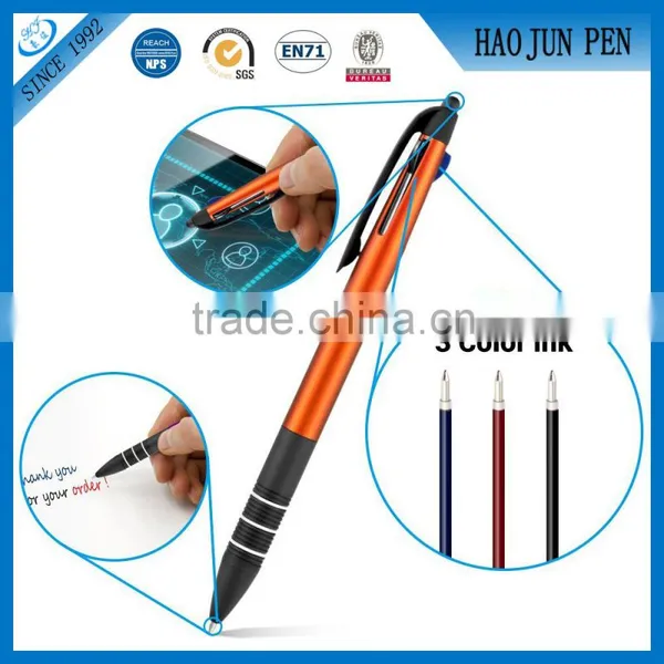 3 Color Black Blue Red Ink Click Ballpoint Pen Stylus Pen for Touch Screens Device IPad Tablets Iphone photo-2