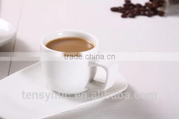 T00217 Big Handle White Porcelain Tea Cup With Saucer photo-4