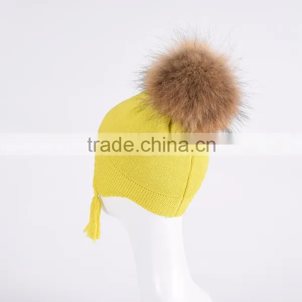 Wholesale Winter Baby Teenager Knit Earlap Beanie Hat With Tassles KZ160092 photo-4