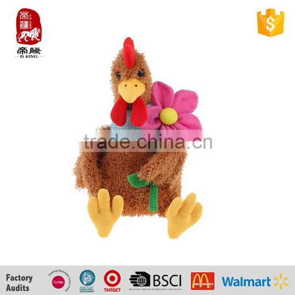 Meet EN71and ASTM Standard Stuffed Toy Chicken With Flower