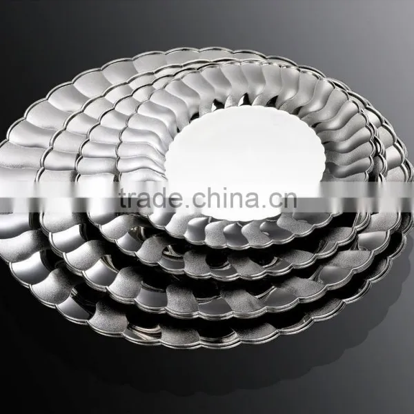 6"Disposable Flower Edge Plate With Silver Coated