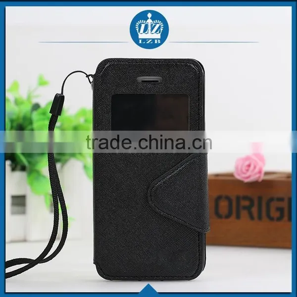 LZB Fashion Contrast Color Series View Windows Smart Leather Flip Case for Apple Iphone 5G photo-2