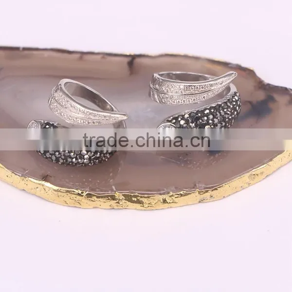 New Style Dark Silver Plated Ring for Women With Crystal Zircon Paved Gemstone Jewelry photo-4