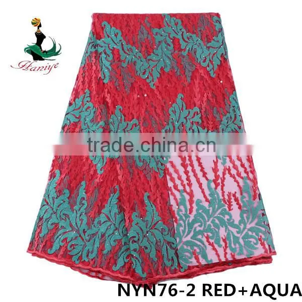 2016 Wholesale Embroidery Tulle Lace Fabric Nigerian French Net Lace for Wedding Dreeses /NYN76 photo-2