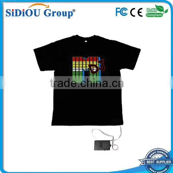 Black Flashing Light up el Sound Activated t Shirt