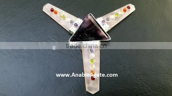 Rose Quartz Flat Stick Chakra Gemstone Energy Generator : Gemstone Amethyst Tetrahedron photo-3