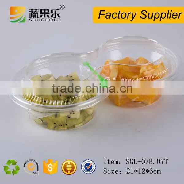 PET Plastic 2 Divided Round Fresh Cut Fruit Salad Container photo-5
