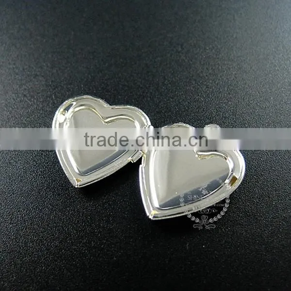 20MM Silver Plated Brass Lovers' Heart Locket Pendant Charm,vintage Heart Love Photo Locket 1132010 photo-2