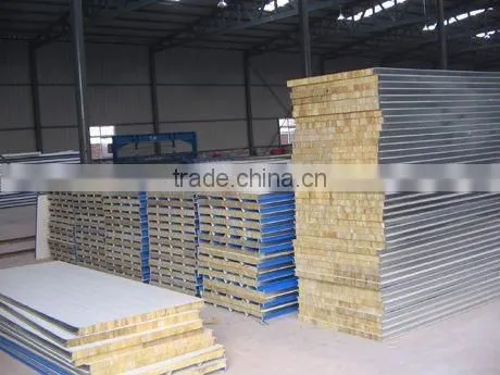 China High Quality Galvanized Color Steel Rock Wool Sandwich Panels photo-3