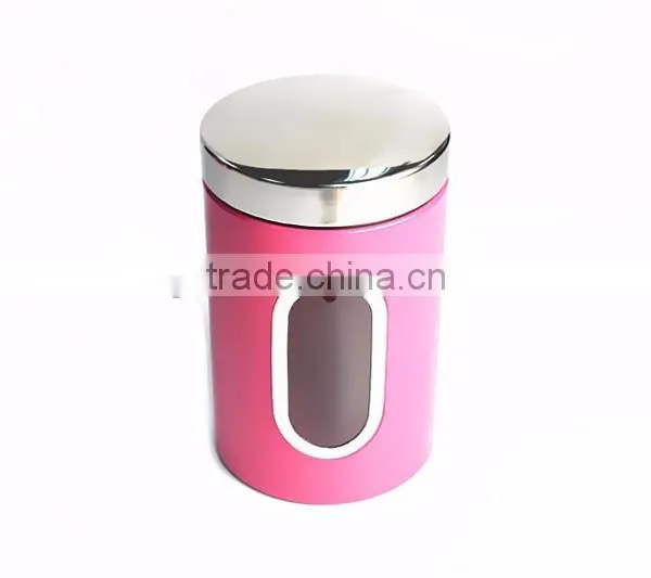 3 Pieces Pink Kitchen Food Storage Canister,Stainless Steel Canister Set photo-5