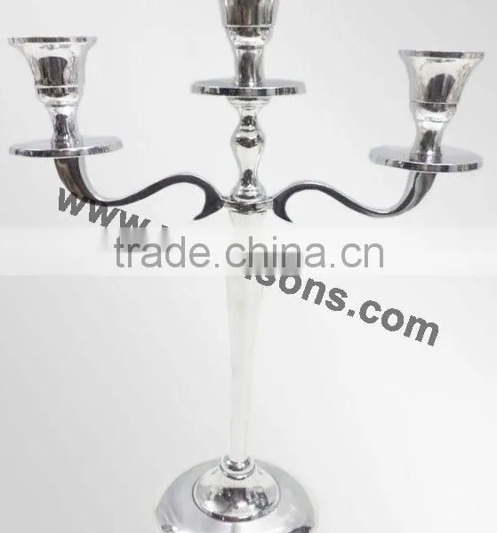 Silver Finish Aluminum 3 Arm Candelabra photo-3