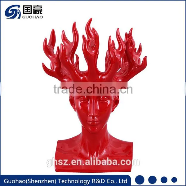 Custom Resin Red Man and Buddha Sculpture Statue photo-3