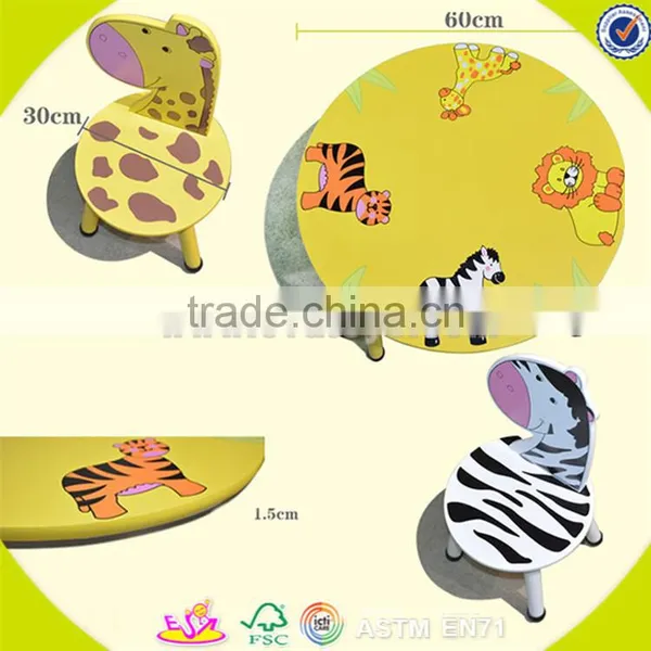 Wholesale Animals Shape Wooden Table and 2 Chairs,cute Kids Wooden Table and 2 Chairs,top Animals Table and 2 Chairs W08G140 photo-3