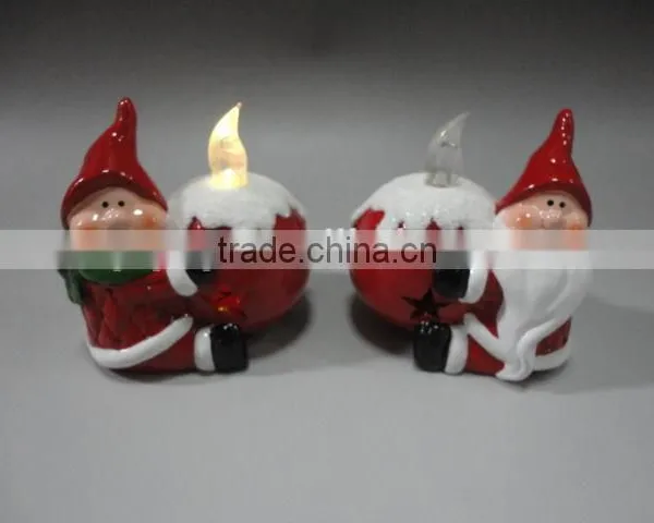 Hot Sell Ceramic Santa Clause Snowman House With LED Light for Christmas Decoration photo-3
