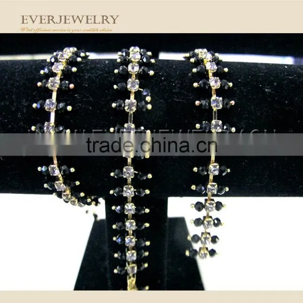 Rhinestone Cup Chainwith Color Pearl 2 Lines photo-3